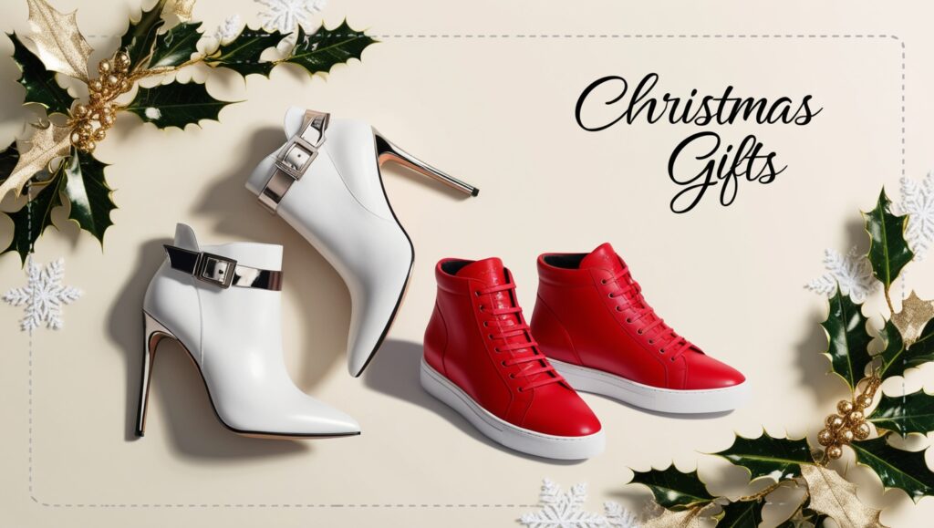 Trendy Christmas gifts for girls: Chic ankle boots, slip-on sneakers, and velvet slippers for stylish holiday footwear.