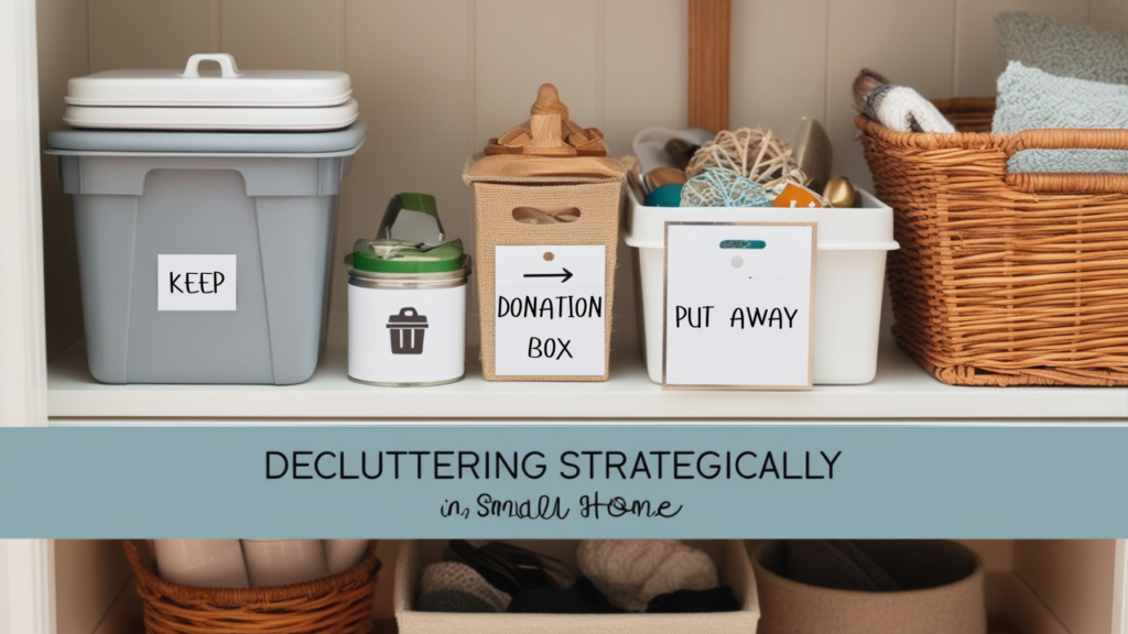 Budget-friendly home decor ideas and decluttering tips, including planning, sorting, and maintaining order for an organized home