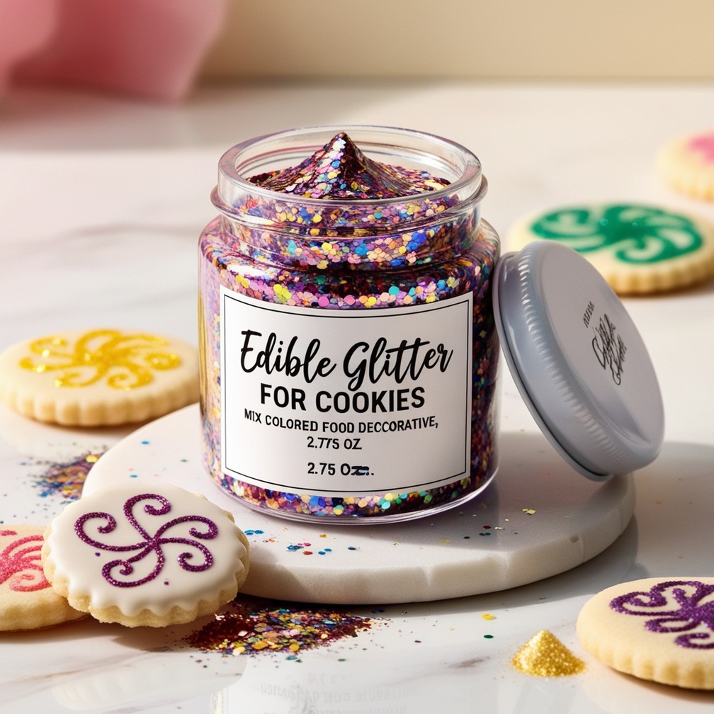 Edible glitter for decorating easy gluten-free gingerbread cookies and Christmas treats