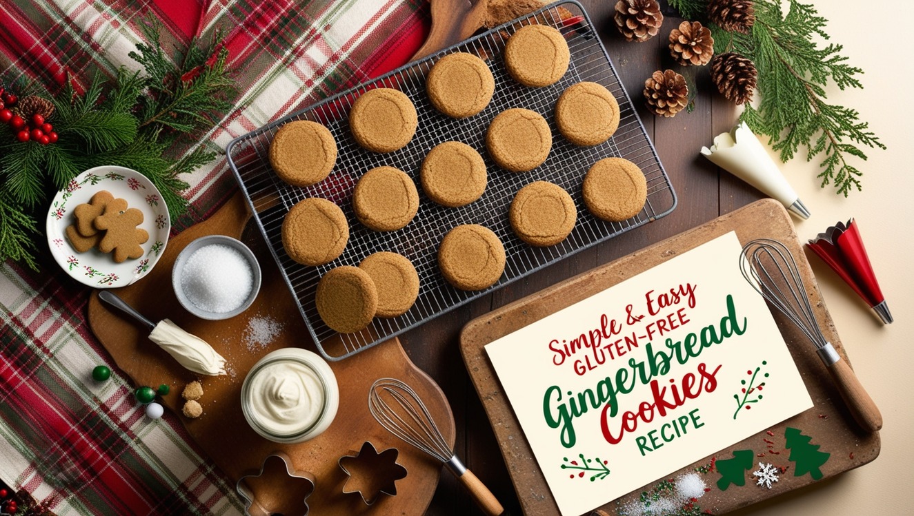 Easy gluten-free gingerbread cookies decorated for the holidays with icing and sprinkles