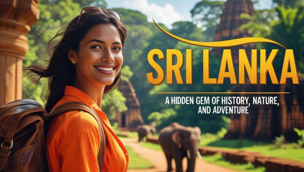 Solo female traveler exploring Sri Lanka's ancient temples, serene beaches, and lush hill country, perfect for solo female travelers in Asia.